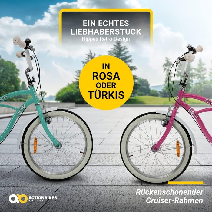 Дитячий велосипед Actionbikes Cruiser 20 дюймів з крилами, дзвіночком і відбивачами, для хлопчиків і дівчаток 6-9 років