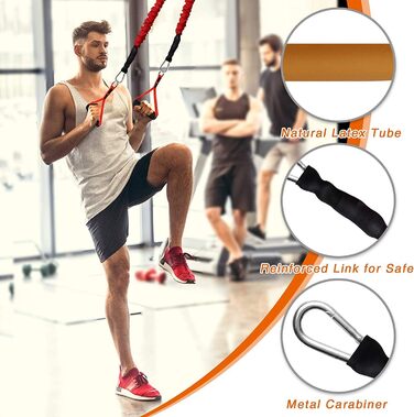 Набір фітнес-гумок CoiTek Premium, 14 шт. з металевими кліпсами, 20-40lbs, з нейлоновими ручками та дверним анкером до 150lbs