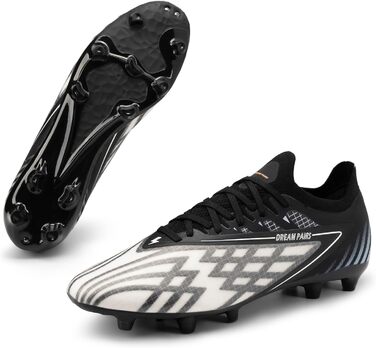 Футбольні бутси DREAM PAIRS для чоловіків, професійні, зі штирями, для гри на траві, чорно-білі, 39 EU