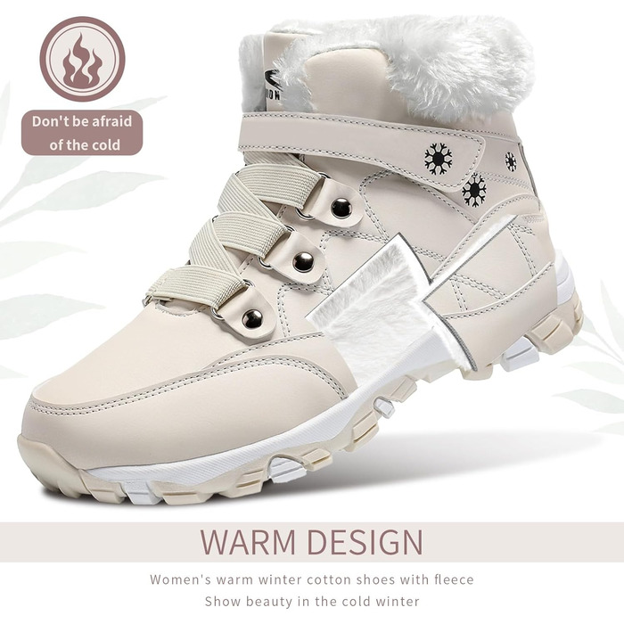 Зимові чоботи VITIKE для жінок. Теплі, з підкладкою, снігоступи. Осінь, зимові чоботи, Outdoor, білі, зелені (38 EU, бежевий)