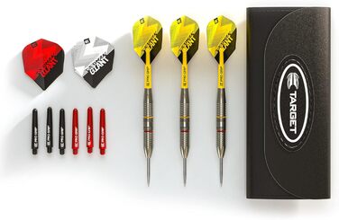 Дротики Target Darts Gabriel Clemens 22 г латунні, стілдарти, набір із аксесуарами, сріблясто-жовті