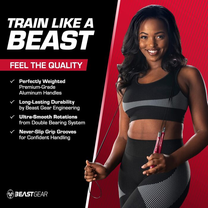 Скакалка Beast Gear для дорослих — фітнес-скакалка для швидкісних тренувань, кардіо, боксу, MMA, схуднення, для залу та вулиці
