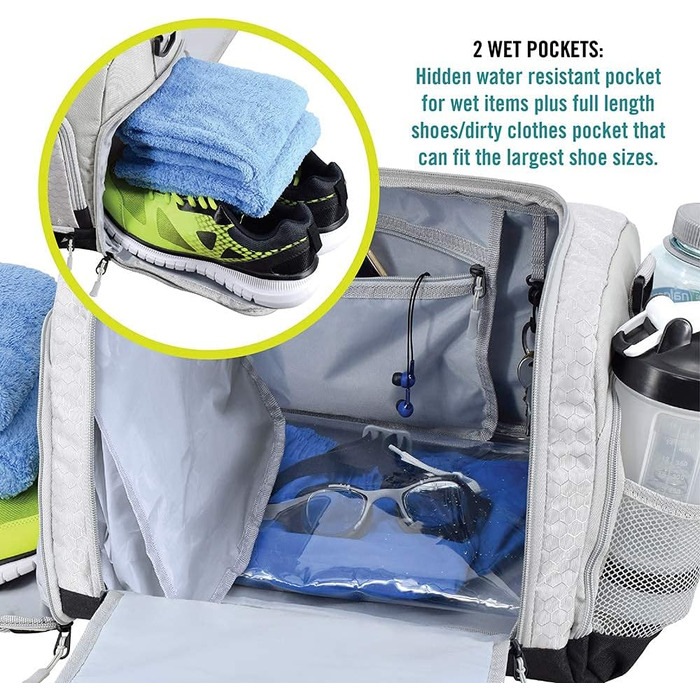 Спортивна сумка FocusGear Ultimate Gym Bag 2.0, водовідштовхувальна, 10 відділень, середня, зелена, 29,8×26,7×50,8 см
