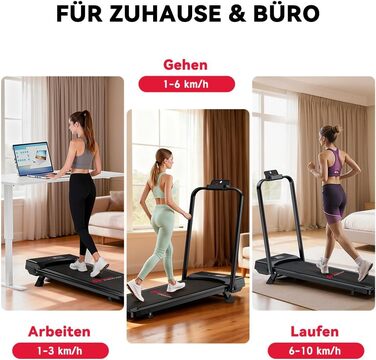 Складана бігова доріжка HomeFitnessCode з регулюванням нахилу — електричний Walking Pad для дому та офісу, компактна доріжка для ходьби, чорна
