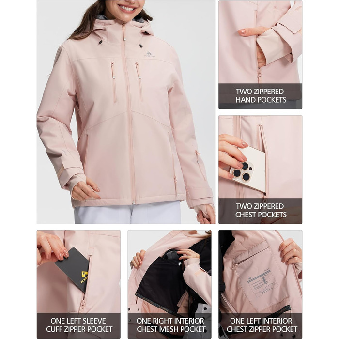 Жіноча зимова куртка Pioneer Camp для сноубордингу, походів та активного відпочинку. Тепла, вітро- та водовідштовхувальна, білий колір, розмір XXL (рожевий)