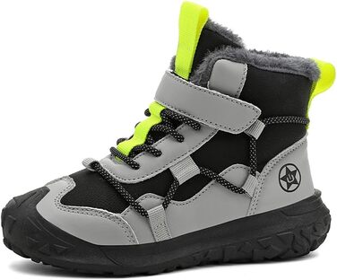 Водонепроникні зимові черевики для дітей: зимові чоботи для дівчаток та хлопчиків, утеплені, для активного відпочинку, неслизькі, сірі (28 EU)
