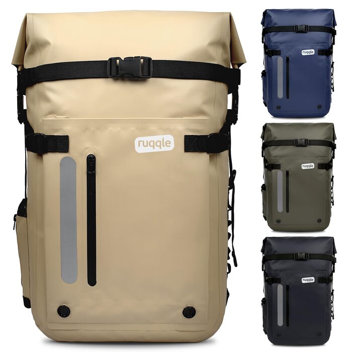 Водонепроникний рюкзак Ruqqle 30л, RollTop, 3 зовнішні кишені, для пляжу, човнів, каяків, походів, кемпінгу, риболовлі, мотоцикла
