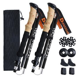 Телескопічні палиці для скандинавської ходьби та трекінгу (2 шт), складані, 110-130 см, алюмінієві, чорні, з гумовими наконечниками та сумкою