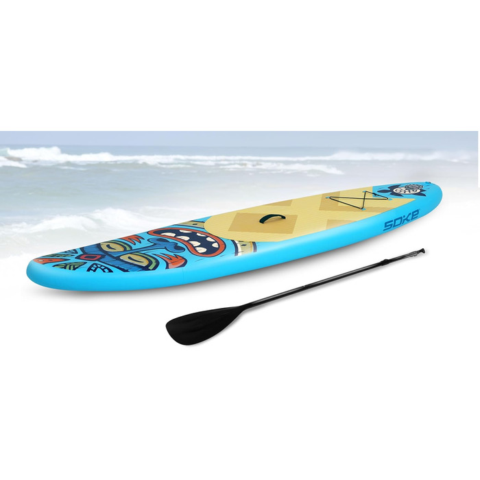 Надувний SUP-борд Soke Aquasurf 275x76x12 см - комплект з насосом, веслом, стропом та рюкзаком. Максимальне навантаження 85 кг