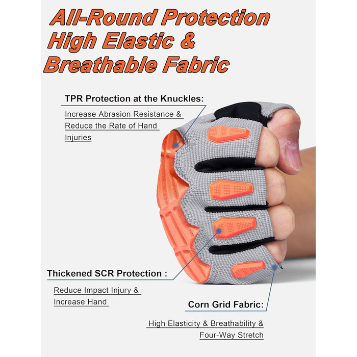Велосипедні рукавички KUTOOK MTB для гірського велосипеда, літні, чоловічі/жіночі, з амортизацією долоні 5 мм, захист TPR SCR, сенсорний екран, дихаючі, KT202, срігало-помаранчеві