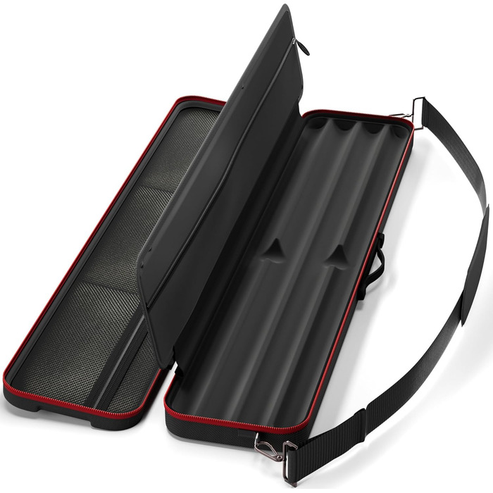 Чохол для більярдних київ Casemaster Parallax Guard 2x2, на 2 цілі киї (2 butts/2 shafts), міцний поліестер 600D Oxford, чорний з червоним