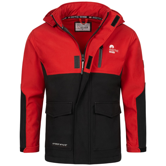 Чоловіча куртка Softshell Outdoor водовідливна функціональна вітрівка AS303, XL, червоно-чорна