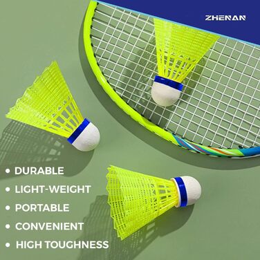 Волани для бадмінтону Nylon 77, швидкісні, жовті (12 шт.) - для гри в приміщенні та на вулиці