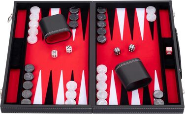 Розкішні шашки Engelhart 18 дюймів (45 см) - Червоні з перламутровими кубиками та фішками + 2 глечики - Професійний стратегічний набір