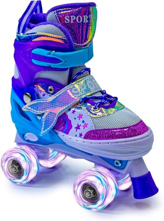 Дитячі ролики-хвіст русалки Scale Sports для дівчаток, регульовані, з підсвічуванням, фіолетові (2.5-5 UK)