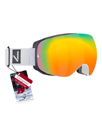 Лижна маска Black Crevice Unisex з безрамковим дизайном, захистом UV 400 та сферичними дзеркальними лінзами для сноуборду, біло-чорна