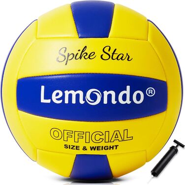 Волейбольний м'яч Lemondo PU для пляжного волейболу, м'який, водостійкий, з насосом. Підходить для гри та тренувань в приміщенні та на пляжі. Жовтий колір.