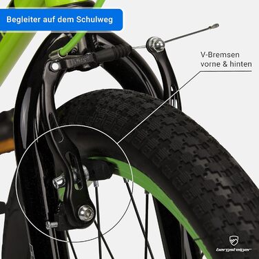 Дитячий велосипед BMX Bergsteiger Monaco 20 дюймів, фрістайл, 6-9 років, 4 сталеві пеги, захист ланцюга, вільний хід, зелений