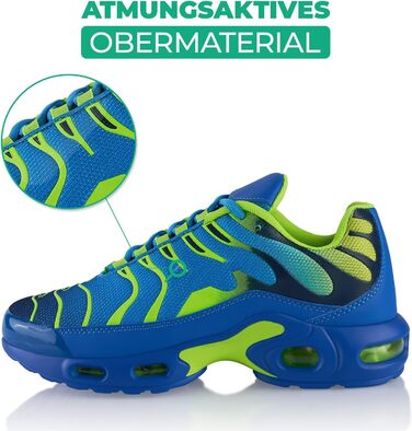 Спортивні кросівки для жінок та чоловіків з амортизацією, легкі бігові кросівки (44 EU, Синій, Зелений)