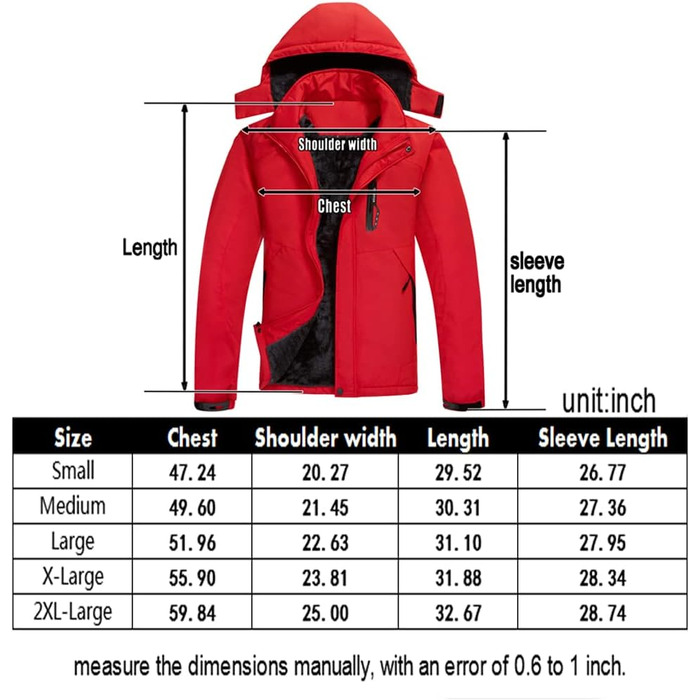 Чоловіча зимова куртка Mountain Ware: вітронепроникна, тепла, з капюшоном. Ідеальна для сноуборду та катання на лижах (XL, Червона)