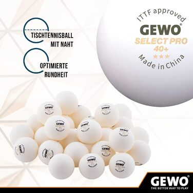 М'ячі для настільного тенісу GEWO Select PRO 3 зірки, 40+ мм, пластик, ITTF, 6 шт.