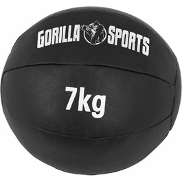 Медичний м'яч зі шкіри GORILLA SPORTS 1 кг, 29 см, чорний – для фітнесу, тренувань, набору м'язів