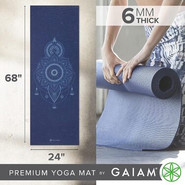Йога мат Gaiam Premium 6 мм з малюнком, антиковзка, для йоги, пілатесу та фітнесу (172 x 61 x 6 мм)