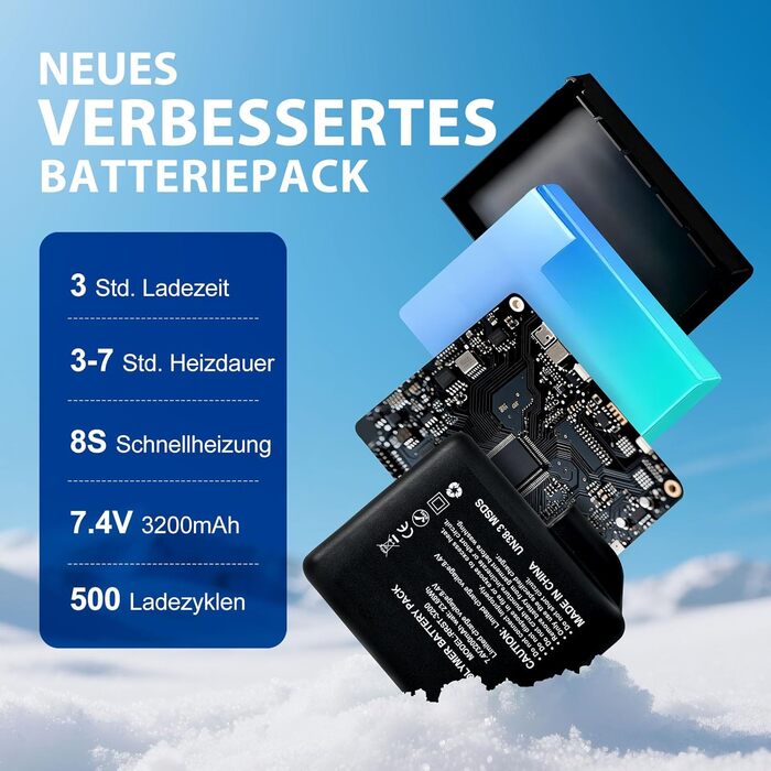 Електричні гріючі рукавиці для чоловіків та жінок, 7.4V 3200mAh, XL, Чорний