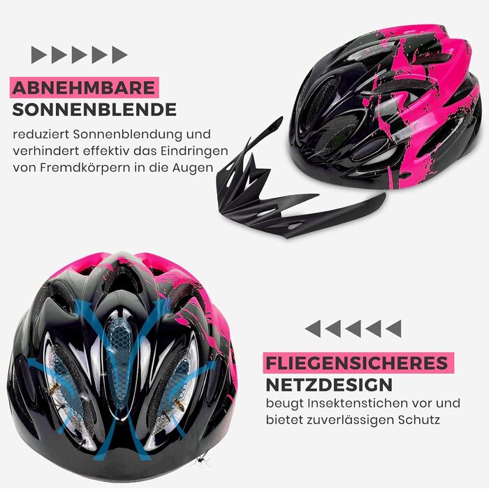 Дитячий велосипедний шолом Rosenrot, регульований, 50-55 см, для дітей 3-13 років, з візором