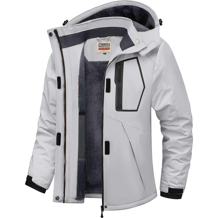 Жіноча водонепроникна куртка WULFUL для сноубордингу та катання на лижах, вітрозахисна зимова куртка з знімним капюшоном (XL, сірий)