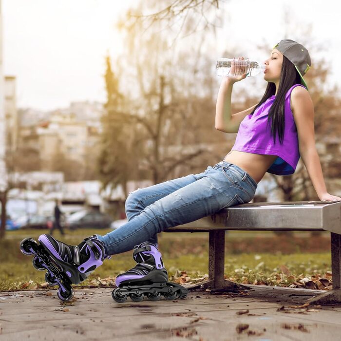 Дитячі ролики 2PM SPORTS з регульованим розміром для дівчаток та хлопчиків, зелені (фіолетові), розмір EU 37.5-41