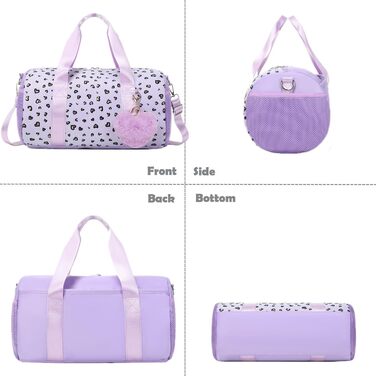 Сумка для танців та плавання для дівчаток, балетна сумка фіолетова з принтом «Серце»