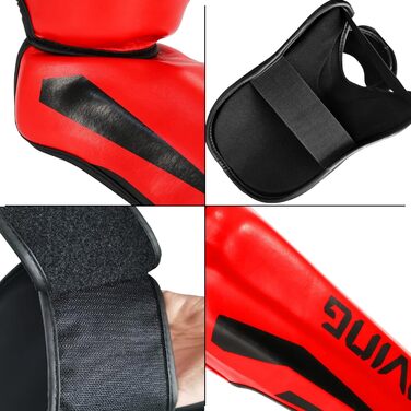 Шокери для ніг FIVING MMA з захистом зап'ястя, регульовані, з підкладкою, для муай-тай, кікбоксингу та спарингу. Білі (червоні, L)