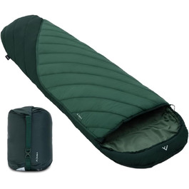Сплячий мішок Qeedo Buddy 8 Outdoor для літа (8-25°C), 3 сезони, для дорослих та підлітків (до 200 см), компактний та легкий, поверхня Peach-Skin, колір Pinegreen