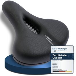 Велосипедне сідло Cloud Comfort Pro Max - Комфортне катання без болю. М'яке сідло з піною Memory, червоною смугою, для міських велосипедів, гірських велосипедів, універсальне, преміум-якість.