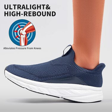 Чоловічі кросівки Sosenfer Slip-On без шнурівків, спортивні, для бігу, фітнесу, прогулянок, 1646, темно-синій, 46 EU