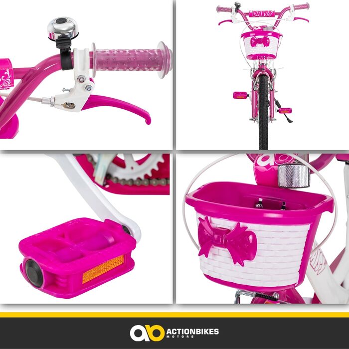 Дитяче велосипед Actionbikes Daisy | 12, 16, 20 дюймів - V-Brake гальма - захист від бруду спереду та ззаду - велосипед для дітей 2-9 років, для дівчаток та хлопчиків