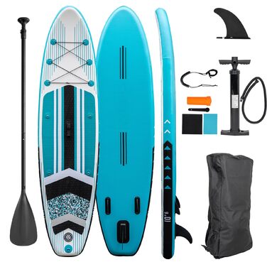 SUP дошка надувна Stand Up Paddle Board бірюзова 320x81x15 см з веслом, насосом, рюкзаком та ремкомплектом