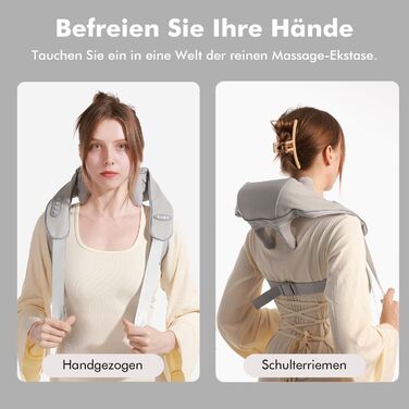 Масажер для шиї та спини з підігрівом, Shiatsu масажер для шиї, спини, плечей, талії та ніг, для розслаблення м'язів, сірий (ідеальний подарунок)