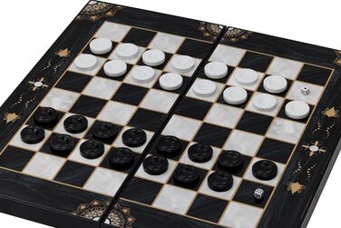 Настільна гра Нарди HBS GAMES Midnight Pearl, дерев'яна дошка 48 см з дерев'яними фішками, стратегічна гра для дорослих і друзів