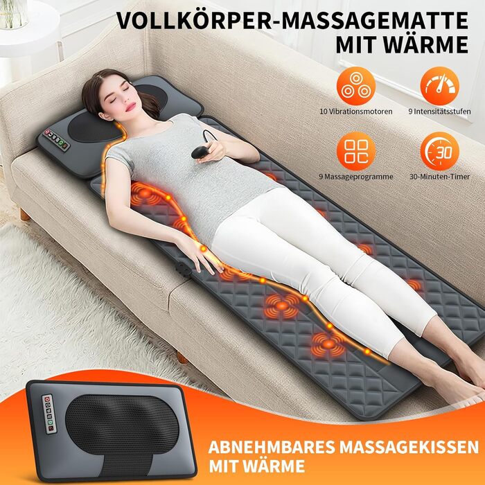 Електрична масажна подушка для крісла з підігрівом та вібрацією для спини та шиї, масажер для всього тіла, Шиацу масаж (2.0)
