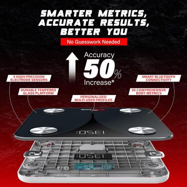 Розумна вага Bisonbody Smart Digitalwaage: аналіз складу тіла, BMI, жир, 8 користувачів, підключення до смартфону