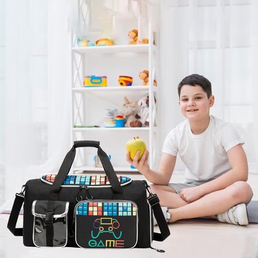 Дитяча спортивна сумка HTGROCE з відділенням для взуття. Сумка для плавання, подорожей. Колір: білий (A-білий), чорний (B-чорний)