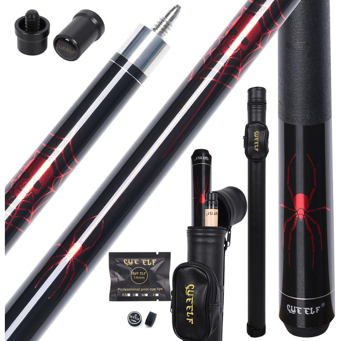 Більярдний кий CUEELF з жорстким кейсом, низький кут відхилення, професійний, 553-595 г