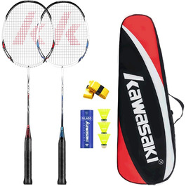 Бадмінтонні ракетки Kawasaki Pro Graphite 2 шт. з аксесуарами (3 волани, 2 overgrips, сумка)