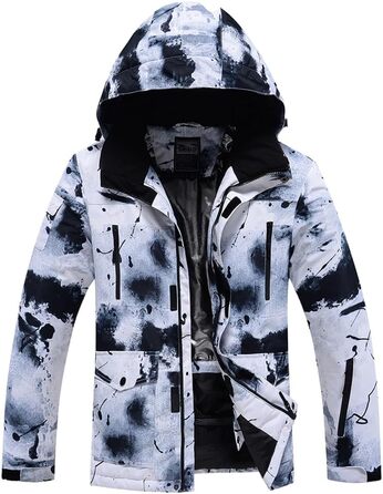 RIUIYEE Комплект чоловічого гірськолижного костюма з підігрівом, куртка та штани, зимовий, для сноуборду та гірськолижного спорту, чорний, XXL