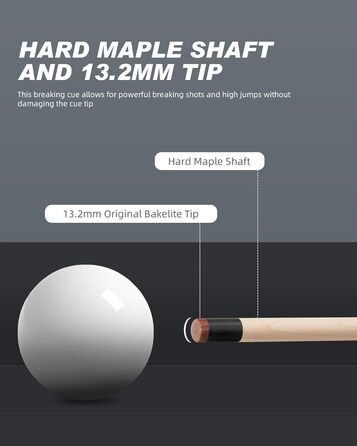 Професійна більярдна/пулова кий Crival Heavy Hitter Jump-Break-Queue, 3-частини, 137.2 см, з кленова дерева, з наконечником 13.2 мм