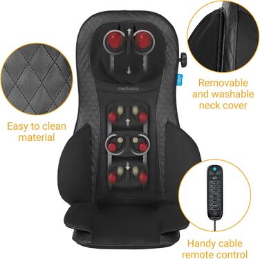 Масажне крісло Medisana MCG 820 Shiatsu з гелевими масажними головками, масаж спини та шиї, функція підігріву, 3 інтенсивності, масажер спини з функцією червоного світла