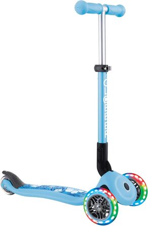 Самокат трьохколісний GLOBBER Junior Fantasy Lights, 120/80 мм, ABEC 5, складаний, LED-колеса, блакитний