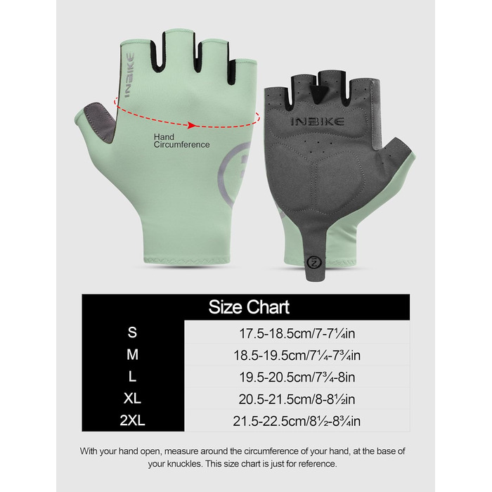 Велосипедні рукавички INBIKE літні, дихаючі, з гелевою подушкою, для шосе та MTB, антиковзаючі, з відбиваючими елементами, чоловічі/жіночі (S, Зелений)